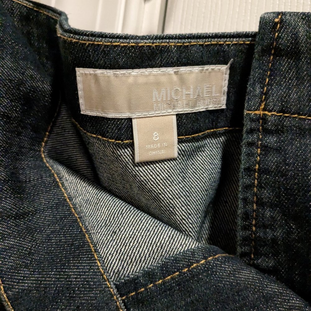 Michael Kors Indigo Denim Jean Gold Button Skirt size 8 - Picture 3 of 5